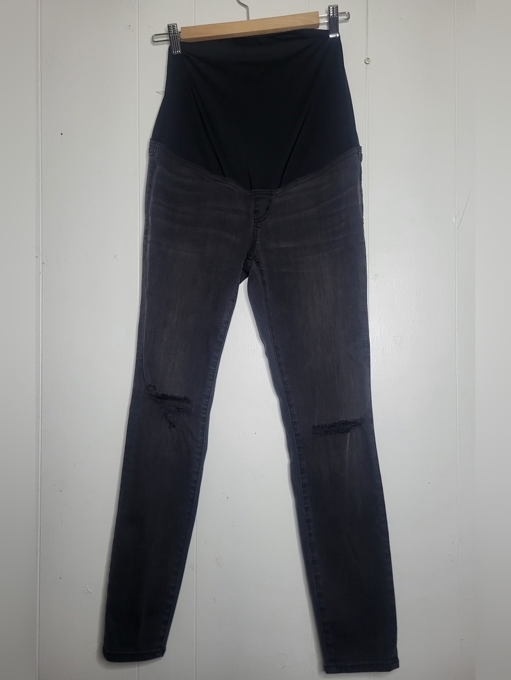 Madewell Black Maternity Skinny Jeans with Washed Gray Legs